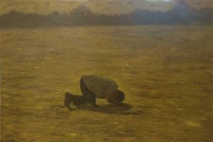 איש מתפלל על הברכיים