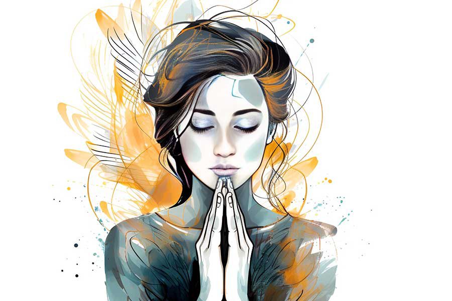 איור אשה מתפללת