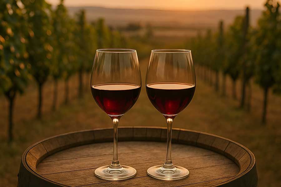 זוג כוסות יין אדום ביקב - אביטל ניצן