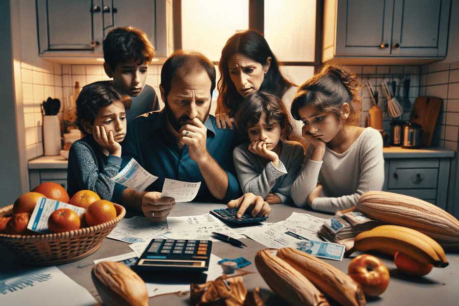 משפחה מודאגת כלכלית