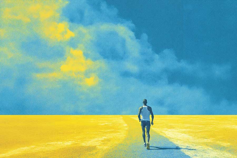 אילוסטרציה גבר רץ בשביל בטבע