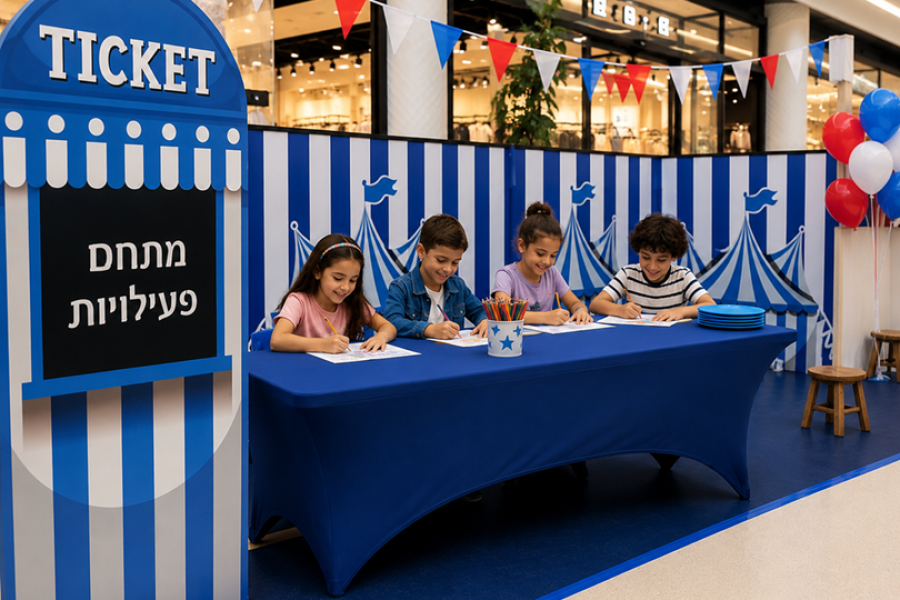 ארבעה ילדים במתחם פעילות ביריד