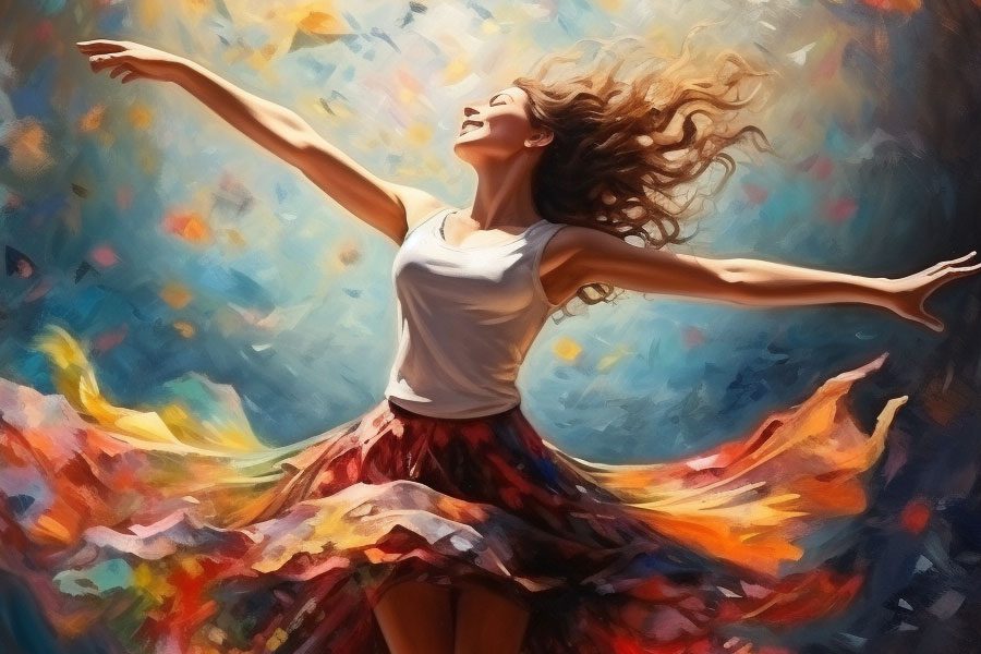 אשה שמחה רוקדת