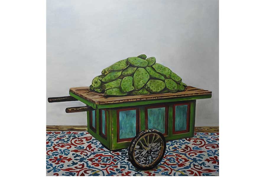 עגלה ועליה עלי קקטוס